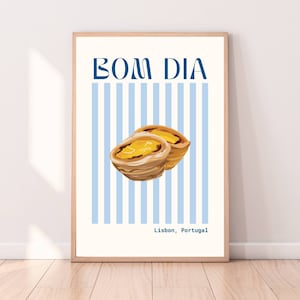 Portugal Kitchen Art Food Print, Lisbon Food Print, Portuguese Kitchen Decor, Foodie Gift, Dining Room Wall Decor, Pastel de Nata Art