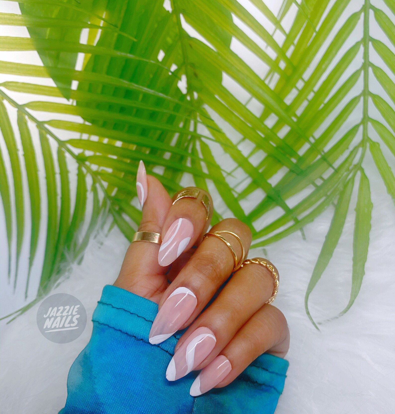 Abstract Nails White Lines and Swirls Fake Nails Press Etsy