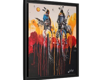 Fire and Rain framed 16x20 Print, Authentic Native American Home Decor, Framed Multi-color Wall Hanging,