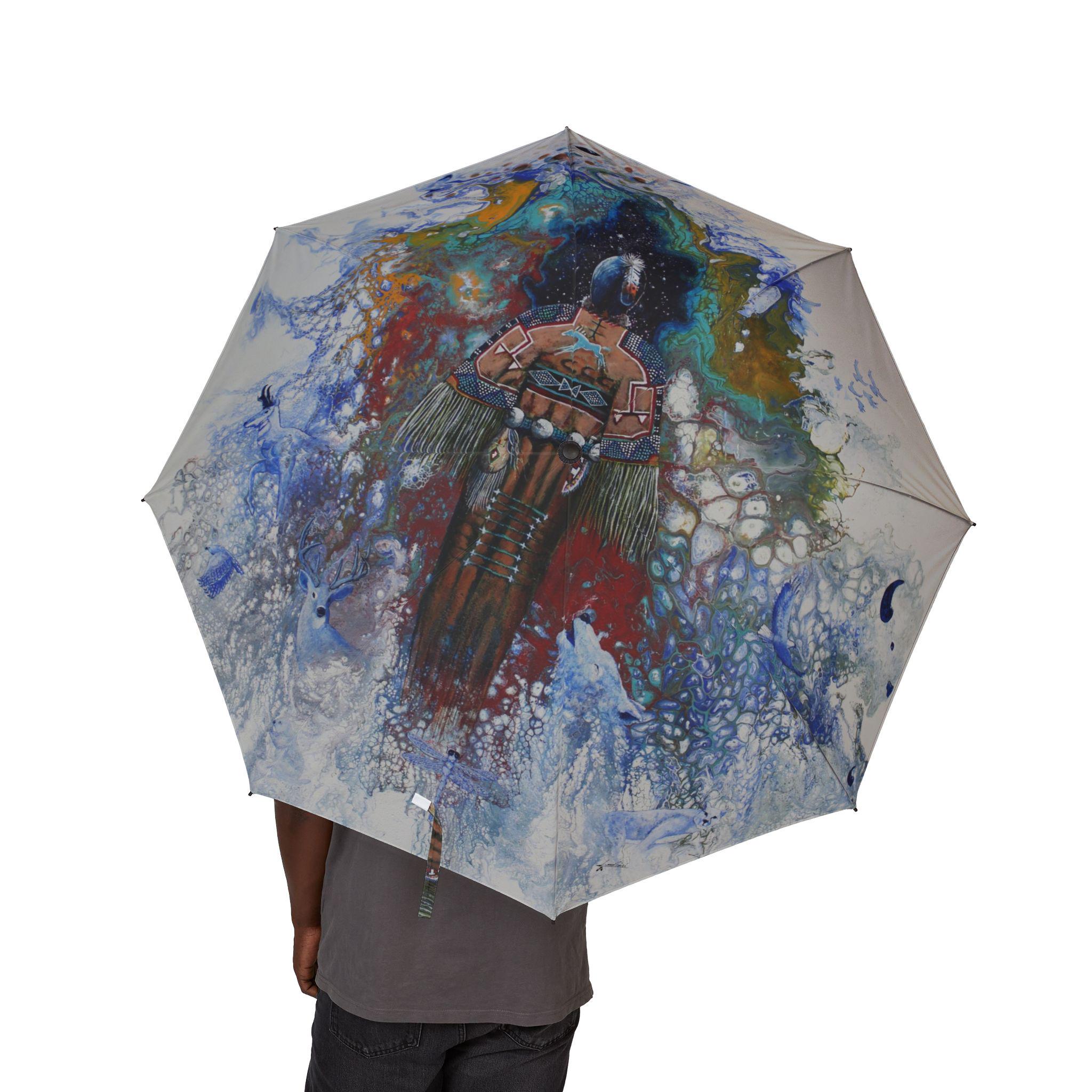 Gute und schöne Frau Künstlerischer faltbarer Regenschirm | Design, Regenbekleidung, Geschenke für Künstler, stilvoller Wetterschutz, leichtes Reisen