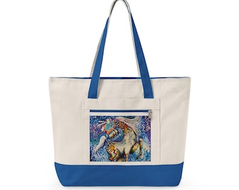 Prairie Rain Native American Horse Canvas Tote | Lance Smith Art