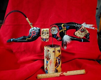 Black leopard American Horse War pony spirit horse 22 inch with a base
