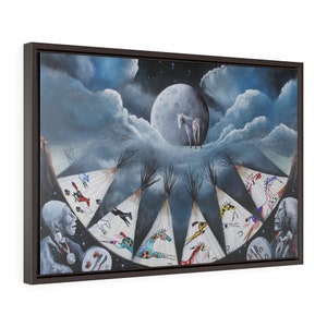 Spirit Song a story of the horse and the Wolf Horizontal Framed Premium Gallery Wrap Canvas