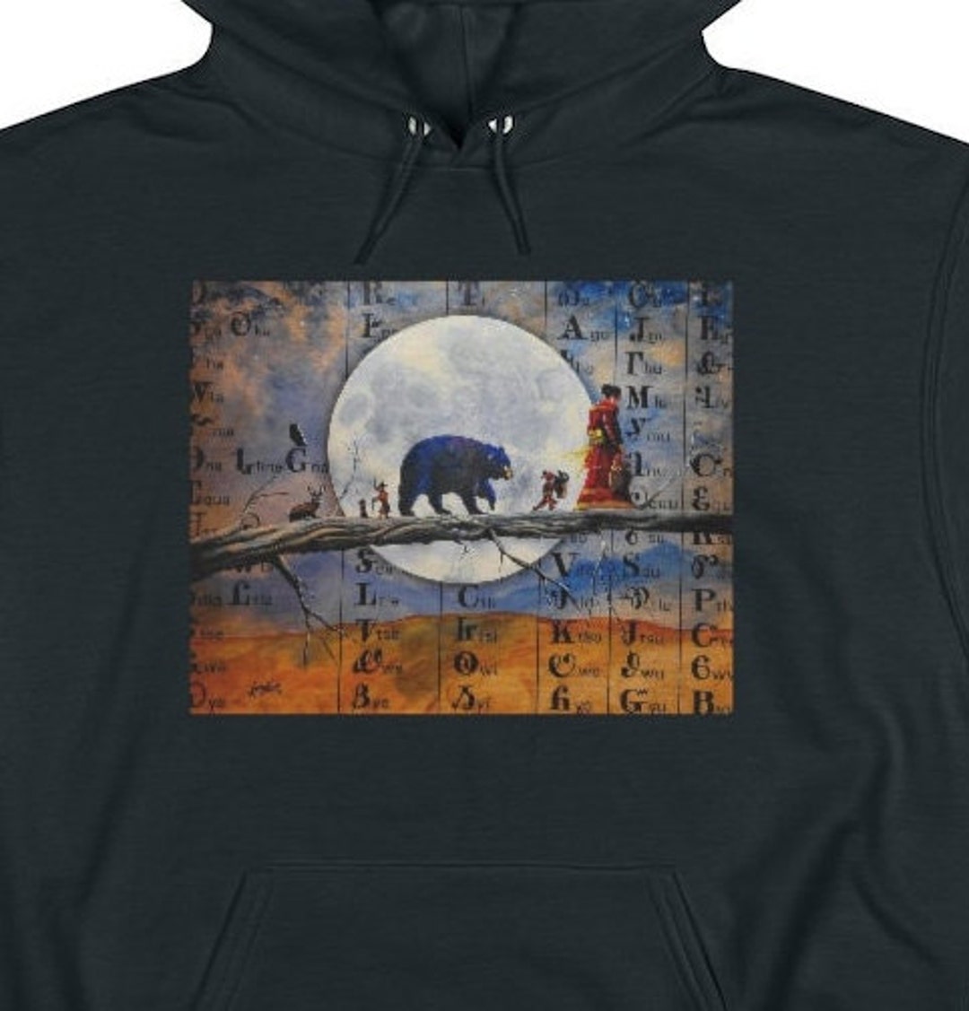 Blue Bear Cherokee Word for Bear on Back Printchampion Hoodie Etsy
