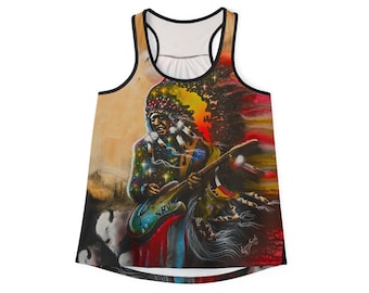 Prairie Blues - Stevie Ray Vaughan Headdress Artwork Tank Top | Lance Smith Illustration