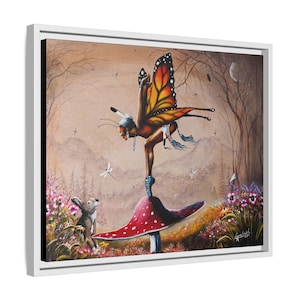 Encore framed Canvas Print 20x16, Native American Fairies Animals Nature Framed Print, Multi-color Home Decor, Matte Artwork Gift, Southwest