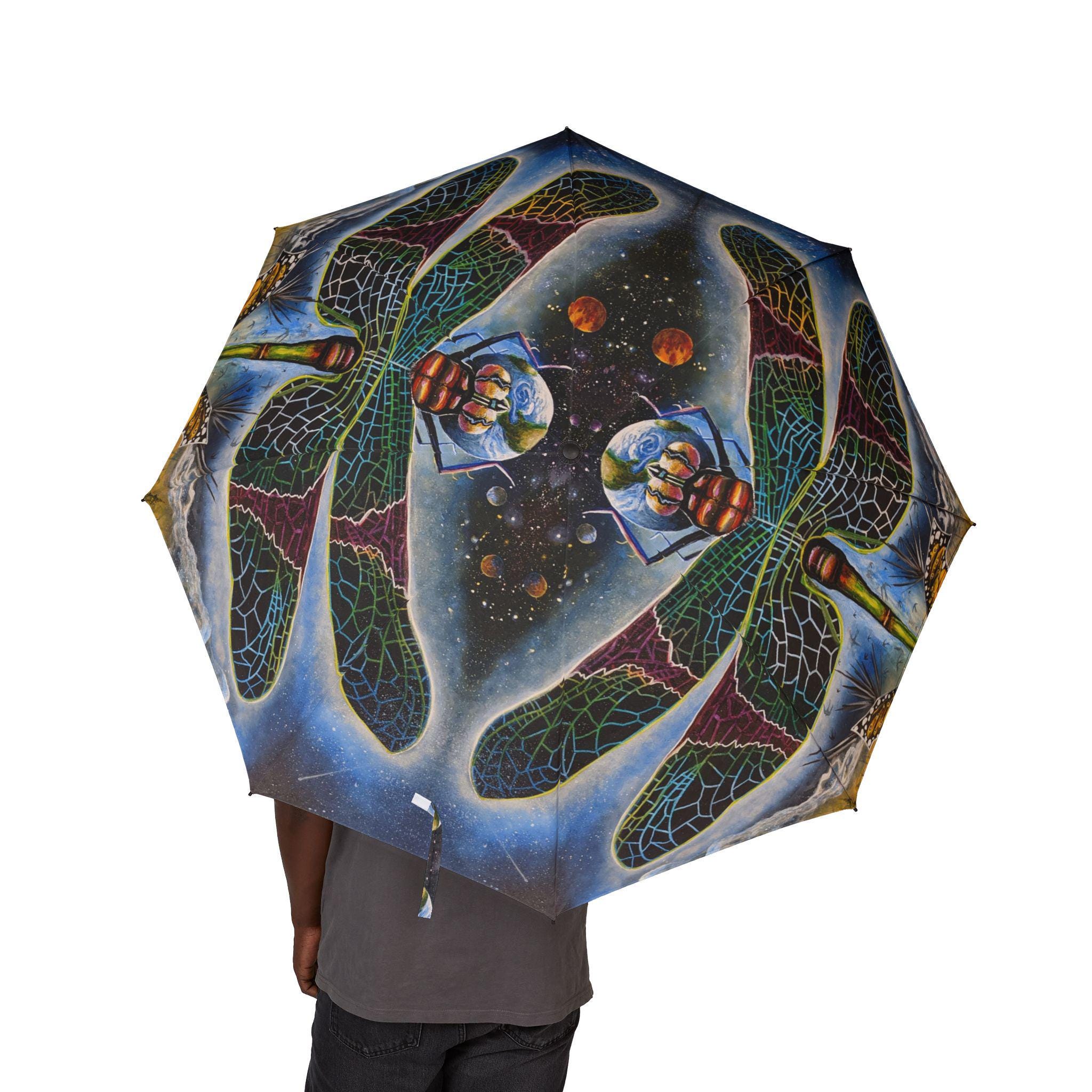 Dragonfly Galaxy Foldable Umbrella: Stylish Rain Protection