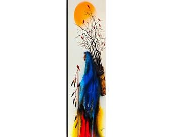 Red Bird Woman Native American Art Canvas, Matte Stretched Wall Art