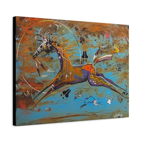 Native American Horse Art Print: 'the Huntress' Canvas by Lance