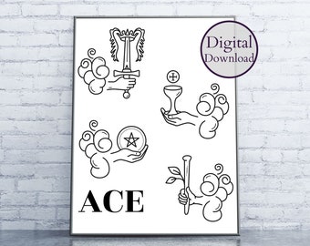 Aces Tarot Wall Art Printable PDF