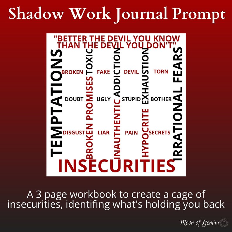 Shadow Work Caged By Insecurities Journal Prompt Devil Tarot Card image 2