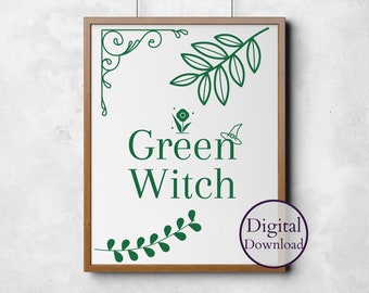 Green Witch Wall Art for Garden Witches