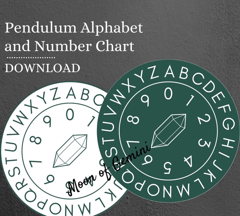 green alphabet pendulum chart digital download etsy