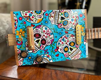 JonBoy Dia De Los Muertos Skulls 4 String Cigar Box Guitar