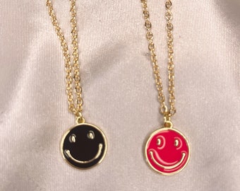 Smiley Face Charm Necklace, Smiley Face Necklace, Dainty Necklace, Happy Face