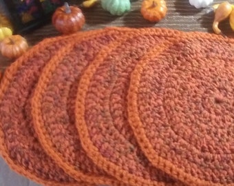 Pumpkin Spice Hand Crocheted Placemats Set of 4