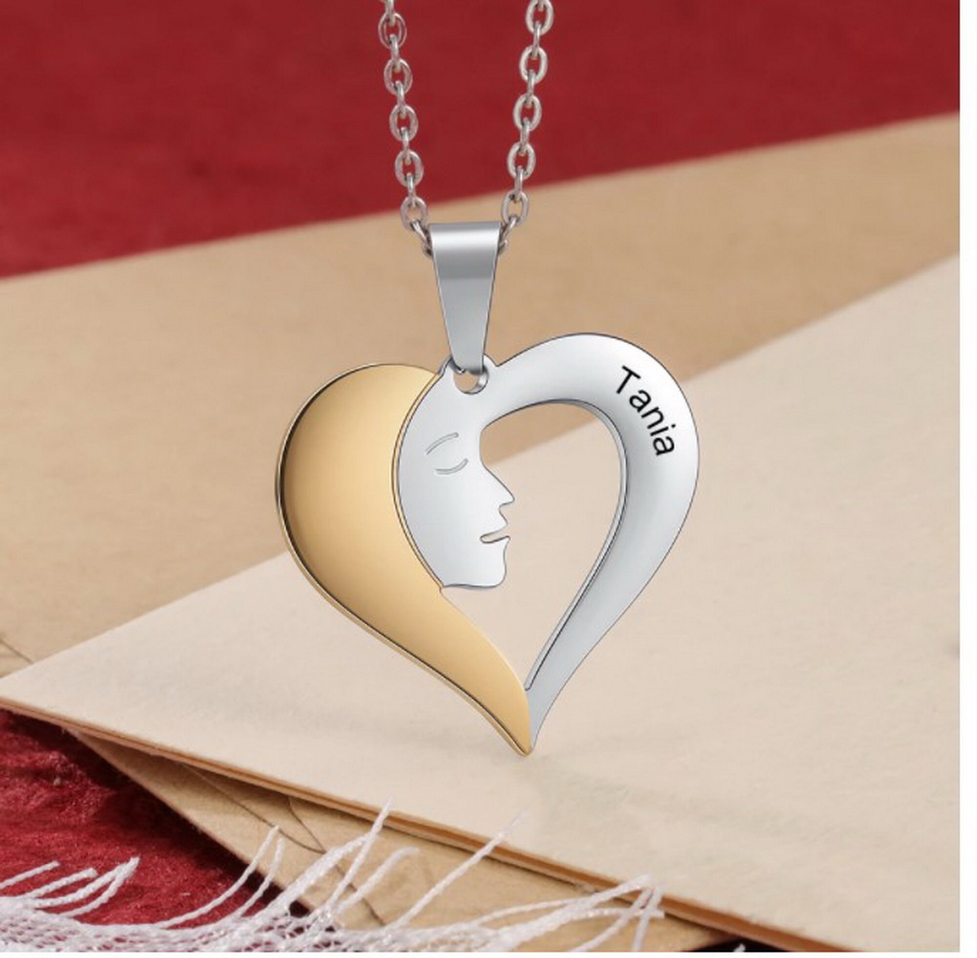 Personalized Heart Pendant with Names Personalized Heart Name Etsy