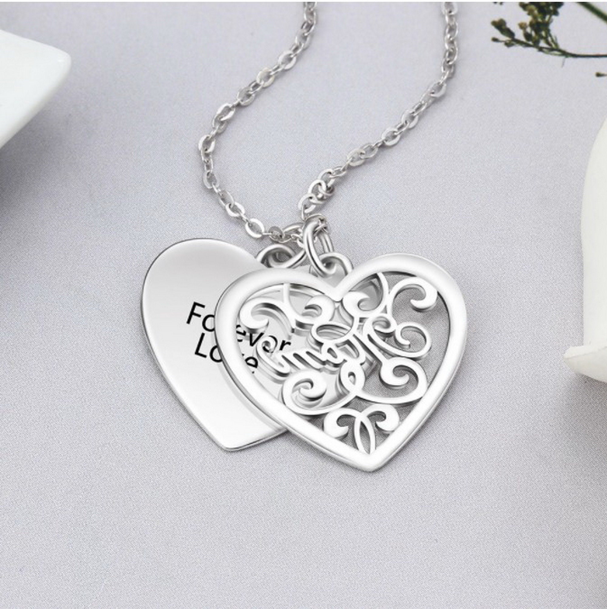Personalized Heart Pendant with Names Personalized Heart Name Etsy