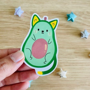 Avo-Cato die-cut vinyl sticker - water resistant  - cat -  sticker - avocado - vegan - vegetarian - pun - green