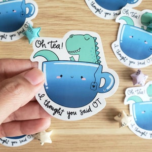 Oh tea? I thought you said OT die-cut vinyl sticker - waterproof - dishwasher safe - waterbottle - occupational therapy sticker - ot