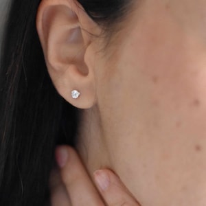 Cubic Zirconia Studs: Sterling Silver Minimalist Earrings