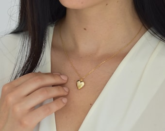 Minimalist Gold Heart Locket Necklace, Heart Shaped Timeless Gold Plated, Gift For Her, Victorian and Vintage, Locket, Girlfriend Gift