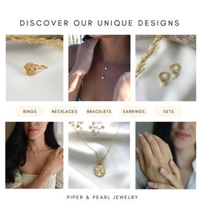 Handmade and dainty jewelry made in Montreal by Piper & Pearl Jewelry. Feminine, modern and delicate, perfect for a gift for her. Collections of costume, vermeil and fine jewelry. Seashell and pearl gold charm bracelet with beachy and boho vibes.