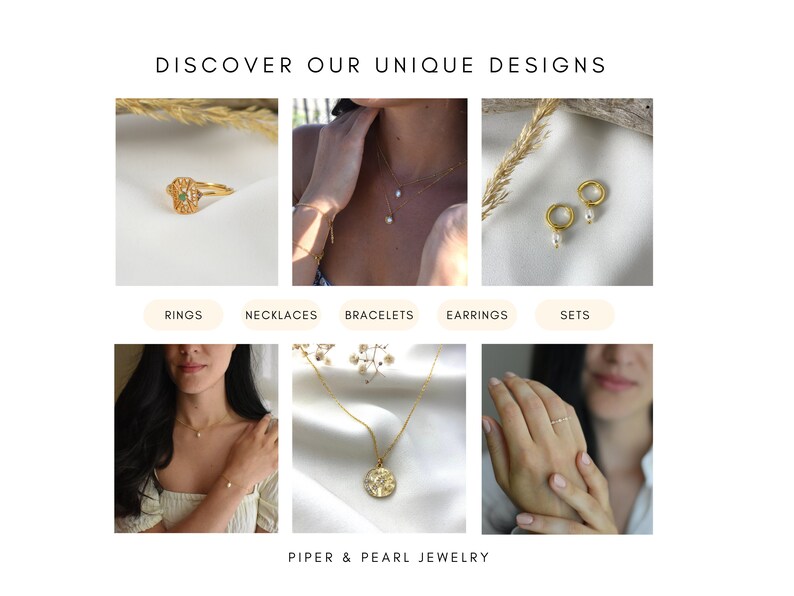 Handmade and dainty jewelry made in Montreal by Piper & Pearl Jewelry. Feminine, modern and delicate, perfect for a gift for her. Collections of costume, vermeil and fine jewelry. Seashell and pearl gold charm bracelet with beachy and boho vibes.
