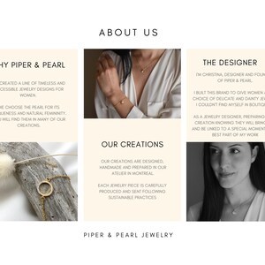 Handmade and dainty jewelry made in Montreal by Piper & Pearl Jewelry. Feminine, modern and delicate, perfect for a gift for her. Collections of costume, vermeil and fine jewelry. Seashell and pearl gold charm bracelet with beachy and boho vibes.