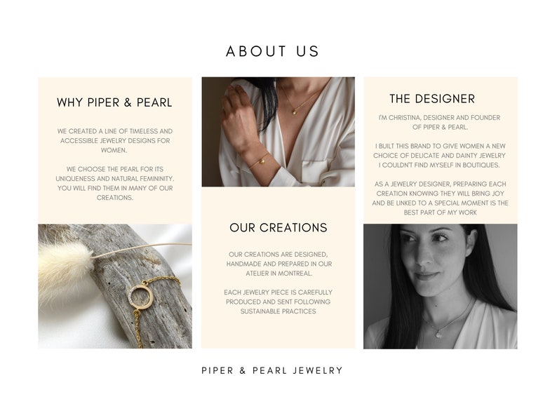Handmade and dainty jewelry made in Montreal by Piper & Pearl Jewelry. Feminine, modern and delicate, perfect for a gift for her. Collections of costume, vermeil and fine jewelry. Vermeil gold freshwater pearl dainty hoop earrings.