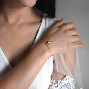 Heart Charm Bracelet, Cubic Zirconia Heart Pendant, Gold Heart Bracelet, Gold Plated, Gift For Her, Charm Bracelet