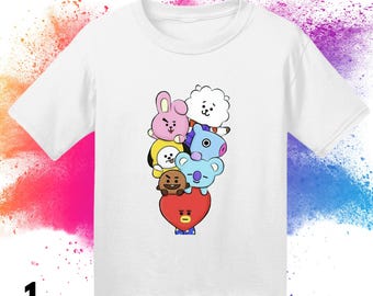 BTS T-shirt Cartoon Adult and Kids Gift for Her - Etsy