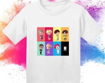 BTS T-shirt Cartoon Adult and Kids Gift for Her - Etsy