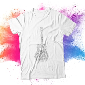 T-shirt The Sound Of Silence Lyrics Acoustic Guitar Tee Gift For Him/Her