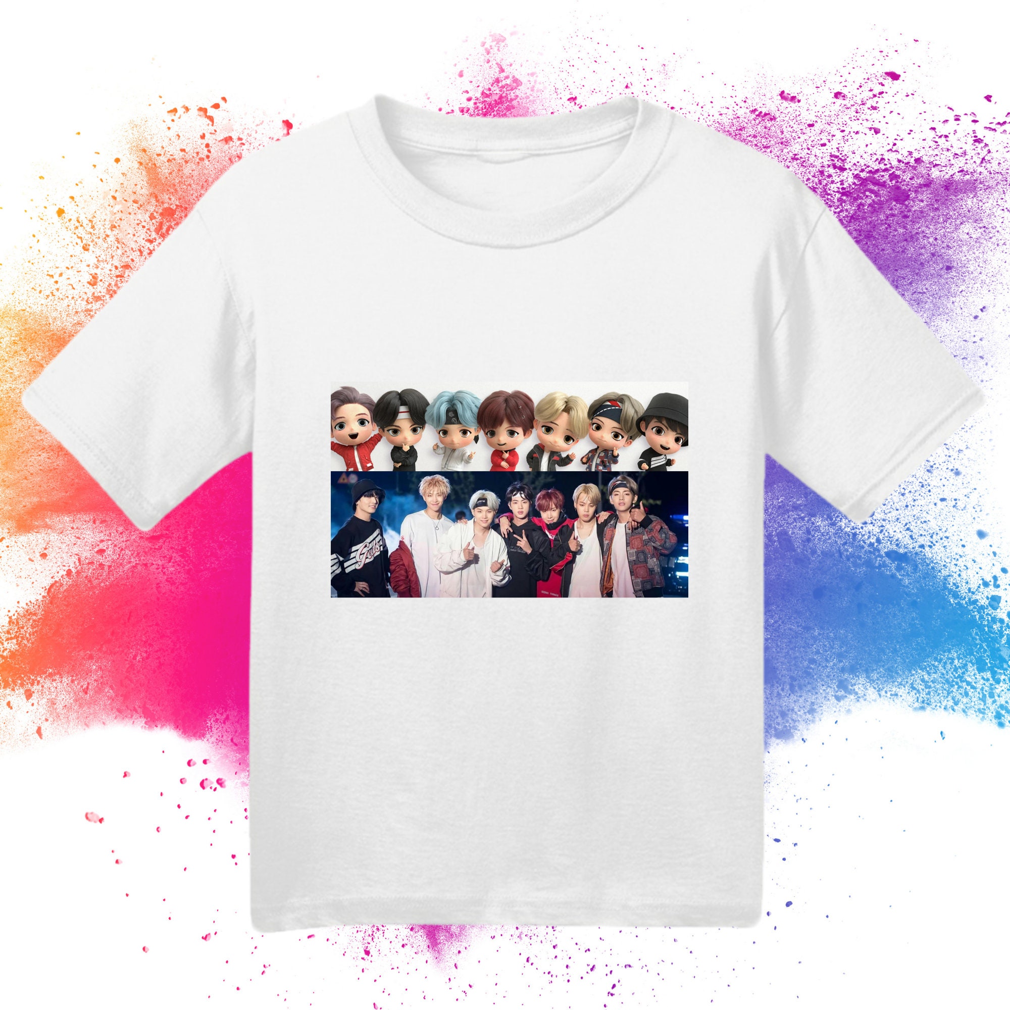 BTS グラフィック Tシャツ 未開封 BTS T-shirt Cartoon Adult and Kids Gift for Her - Etsy