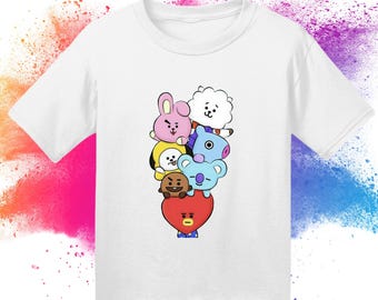 BTS T-shirt Cartoon Adult and Kids Gift for Her - Etsy