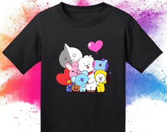 BTS T-shirt Cartoon Adult and Kids Gift for Her - Etsy