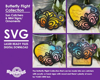 Butterfly Suncatcher SVG Laser File: Ornament & Mini Sign (Digital Download)