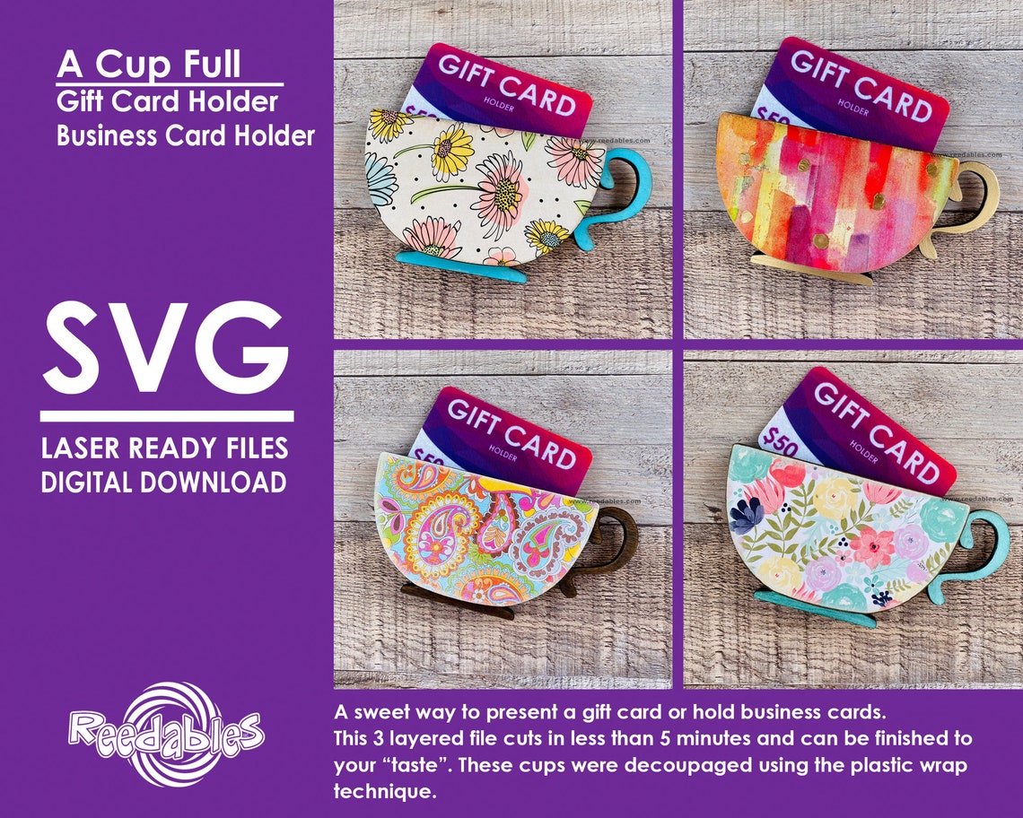 A Full Cup Gift Card Holder Business Card Holder SVG Laser Etsy