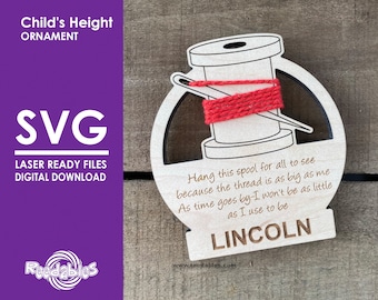 Child’s Height Ornament SVG Laser File – Watch Me Grow Ribbon Ornament – Digital Download