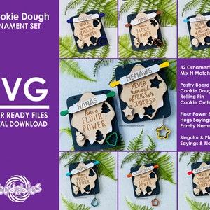 Cookie Dough Christmas Ornament SVG, Laser-ready, Personalized Family Names, Digital Download