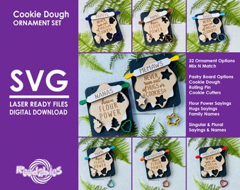 Cookie Dough Christmas Ornament SVG, Laser-ready, Personalized Family Names, Digital Download