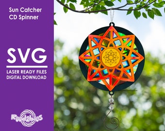 Sun Catcher CD Spinner SVG - Laser Cut File (Digital Download)