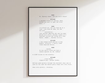 Die Hard Printable Screenplay Poster, Yippee-Ki-Yay Scene, John McClane Bruce Willis, Trendy Movie Script Wall Art, Classic Film Print