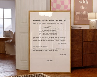A Star is Born Screenplay | Ending Scene | Lady Gaga | Bradley Cooper | Wall Art | Digital Print | Movie Script Art