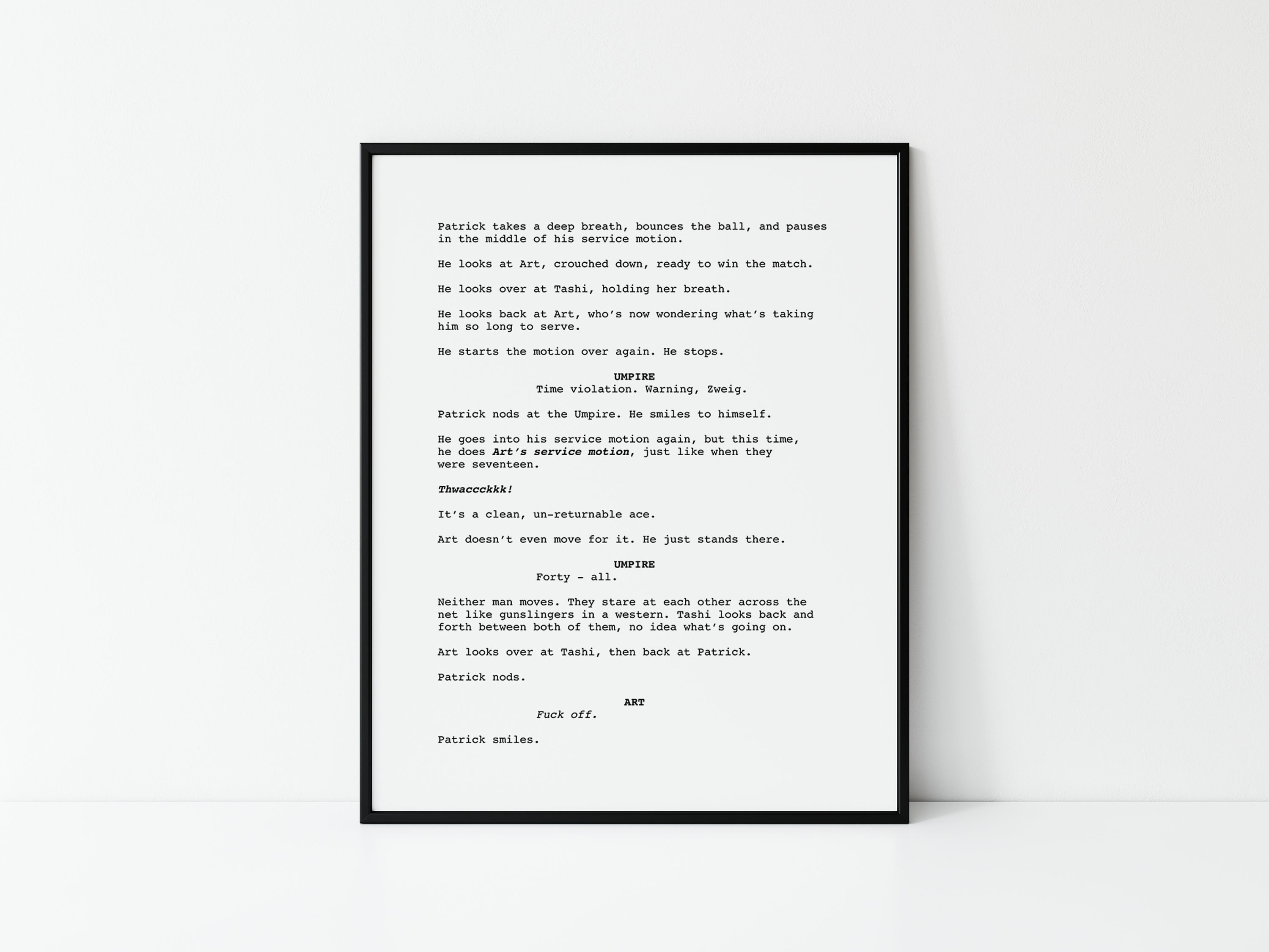 Screenwriting Posters Challengers Printable Screenplay Poster, Patrick Art & Tashi Ending ...