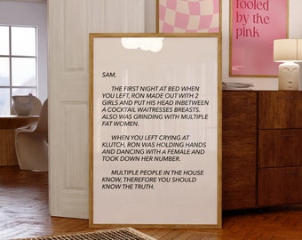 Jersey Shore The Note Printable Wall Art, Snooki MTV, Trendy Minimalistic Home Decor Gallery Wall, Funny TV Show Quotes, Typography Design