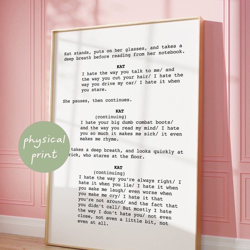 Ten Things I Hate About You Poster Etsy