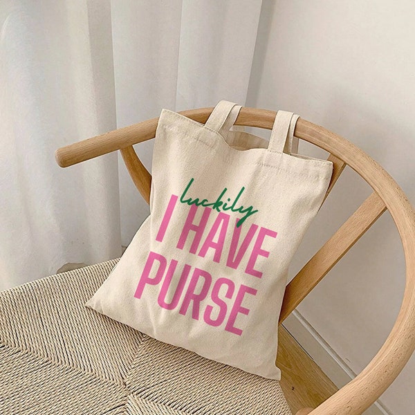 Luckily I Have Purse Canvas Tote Bag, Tik Tok Sound, Brooke and Connor Make A Podcast Funny Quote, Trendy Book Bag, Farmers Market Tote