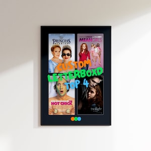 Impresión artística personalizada con las 4 mejores películas favoritas, descarga digital, póster de película clásica, arte de pared personalizado, decoración de pared de galería de moda